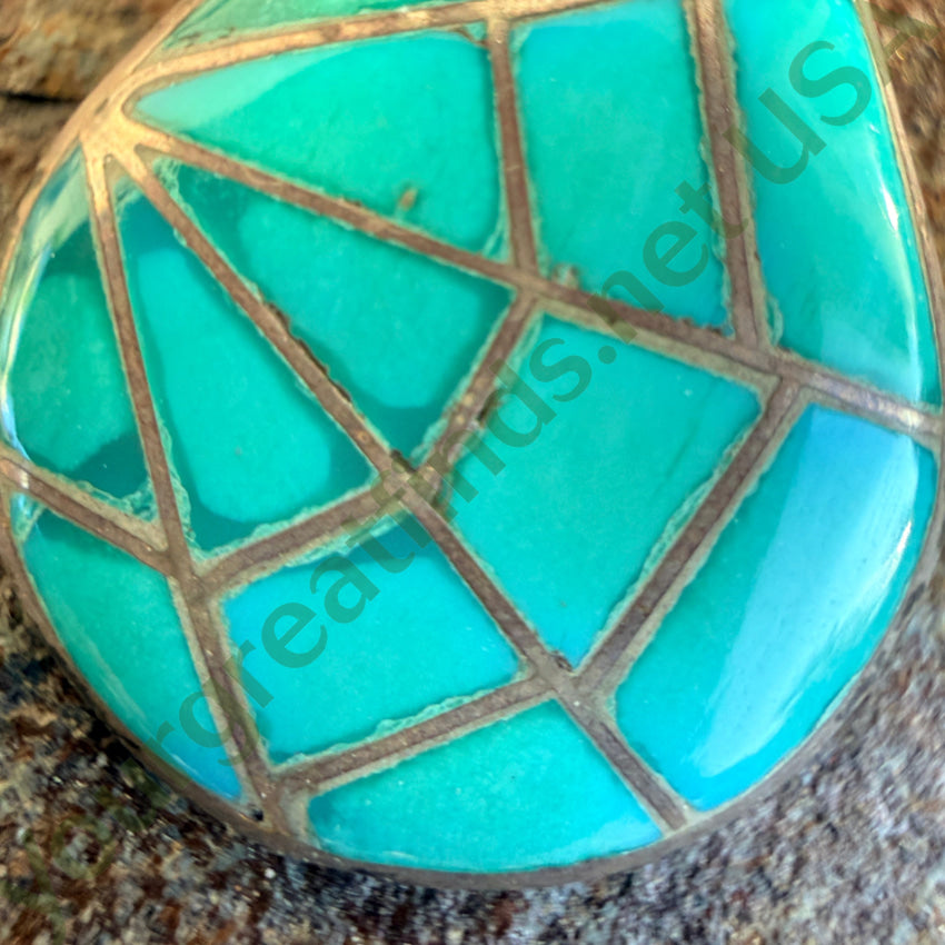 Signed Vintage Zuni Turquoise & Sterling Silver Spider Web Design Necklace necklace