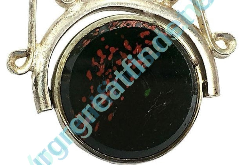 Silver &amp; Art Glass Bloodstone Watch Fob Yourgreatfinds