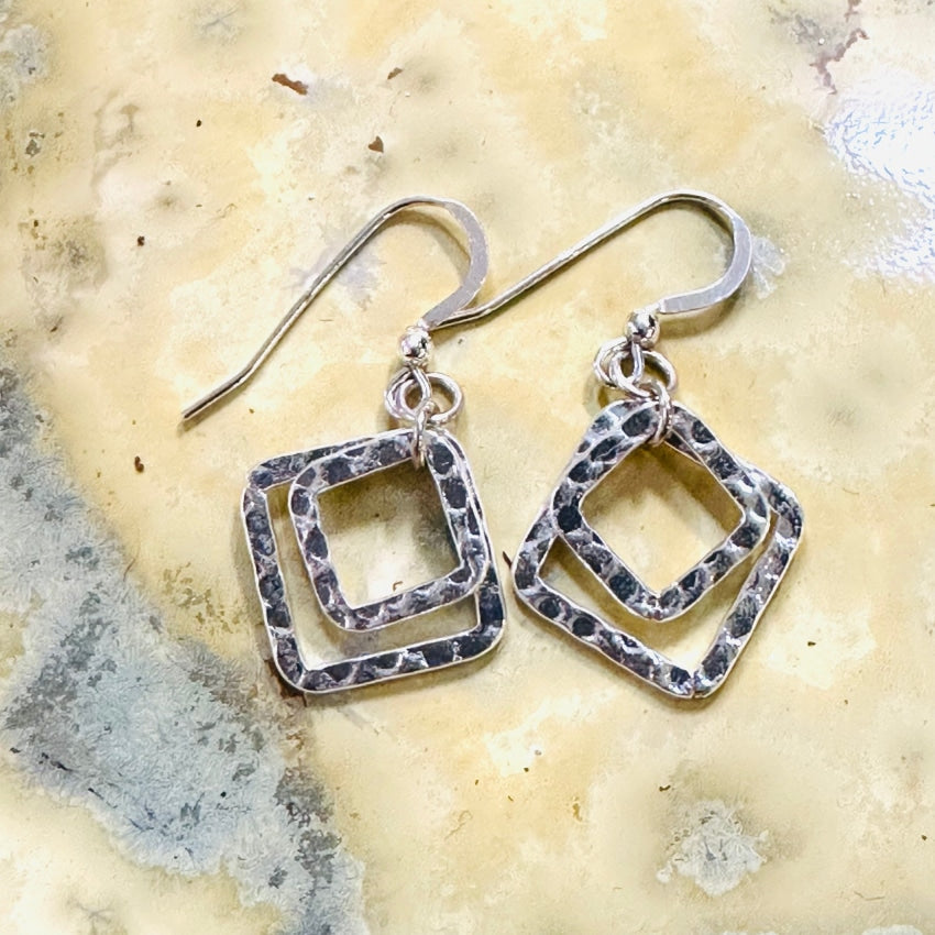 Silver Hammered Pierced Earrings