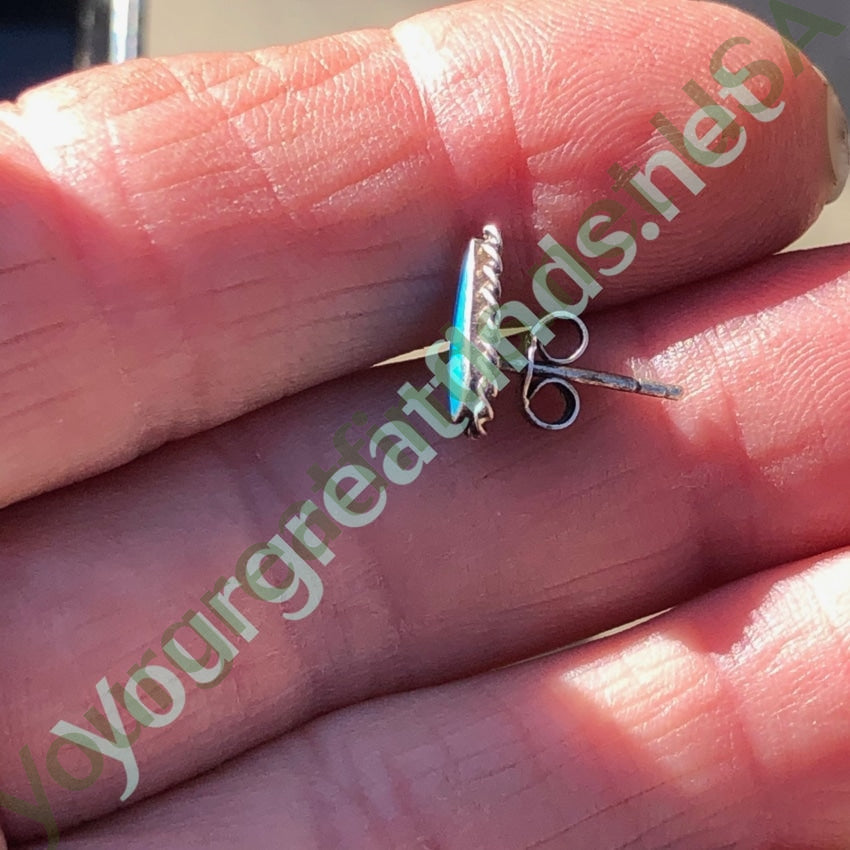 Single Sterling Silver and Turquoise Stud Earring Pierced Yourgreatfinds