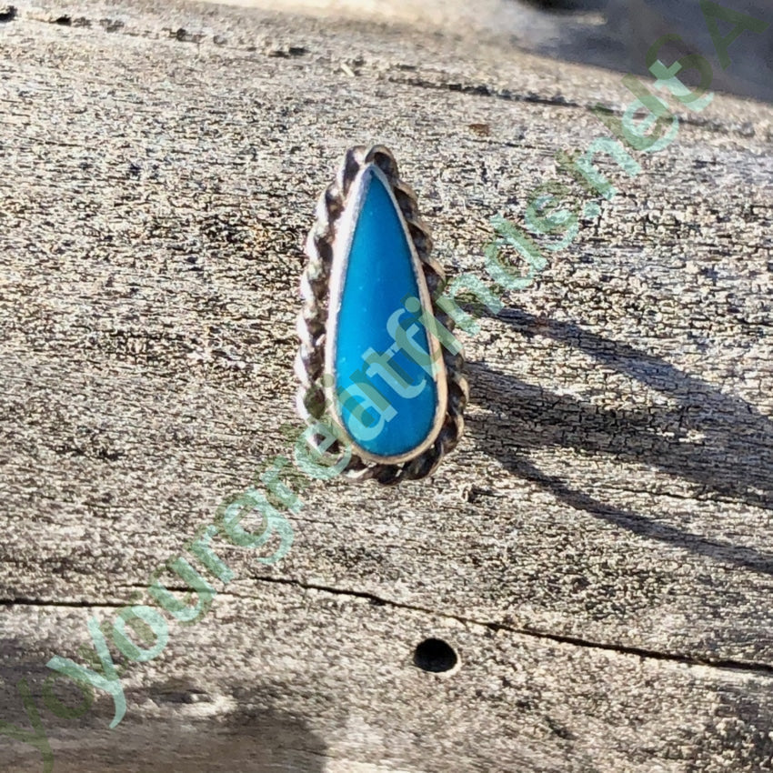 Single Sterling Silver and Turquoise Stud Earring Pierced Yourgreatfinds