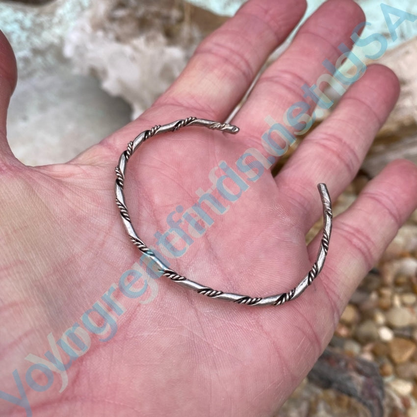 Small Cuff Bracelet of Twisted Sterling Silver Wire Stackable Yourgreatfinds