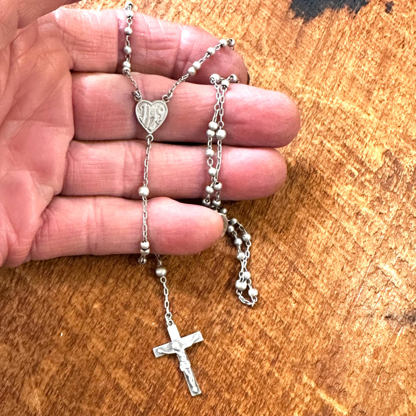 Small Vintage Sterling Silver Rosary