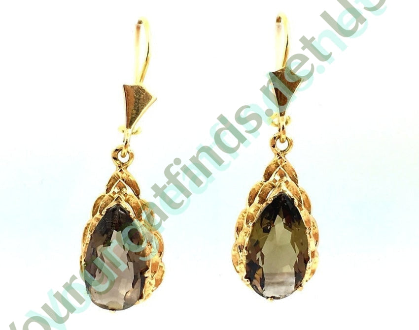 Smoky Citrine Earrings 14k Gold Yourgreatfinds