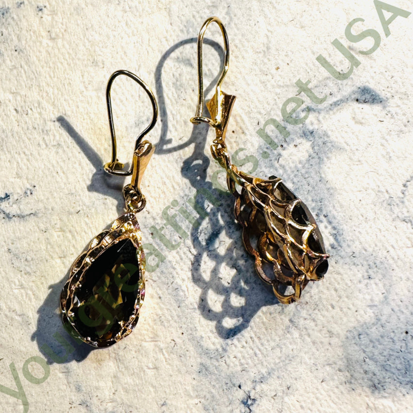 Smoky Citrine Earrings 14K Gold Earrings