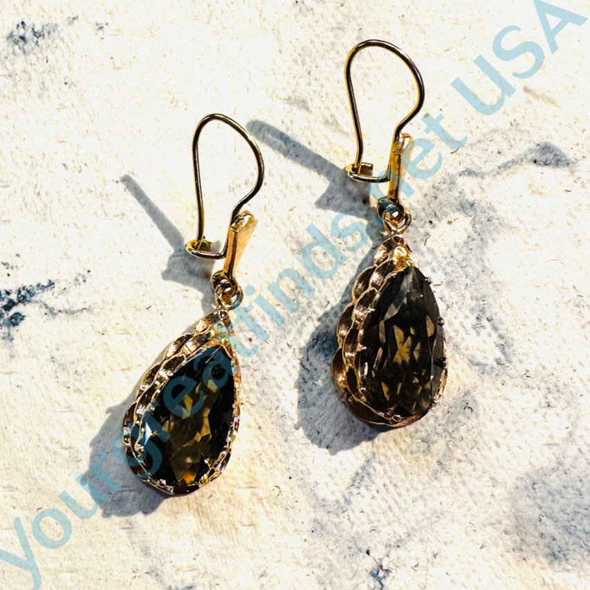 Smoky Citrine Earrings 14K Gold Earrings