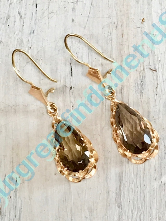 Smoky Citrine Earrings 14k Gold Yourgreatfinds