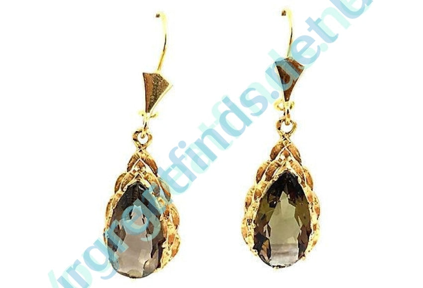Smoky Citrine Earrings 14k Gold Yourgreatfinds