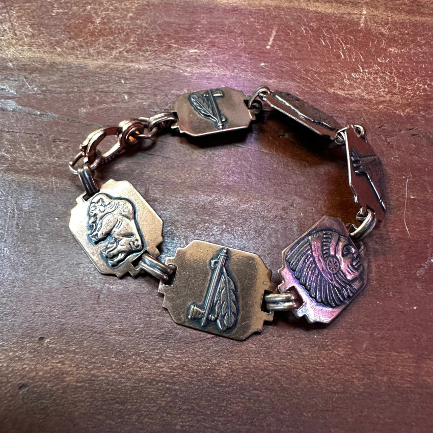 Solid Copper Southwestern Themed Panel Bracelet Bracelet