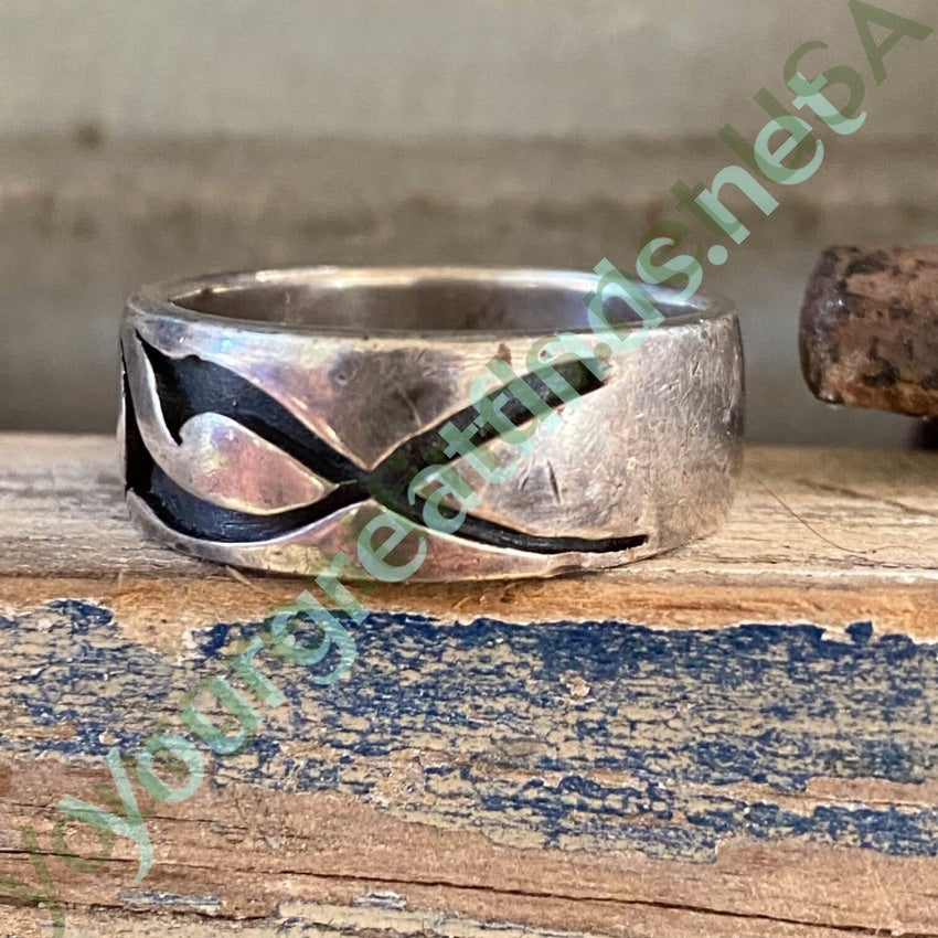 Solid Sterling Silver Band Ring with Overlay Size 12 Yourgreatfinds