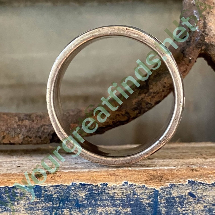 Solid Sterling Silver Band Ring with Overlay Size 12 Yourgreatfinds