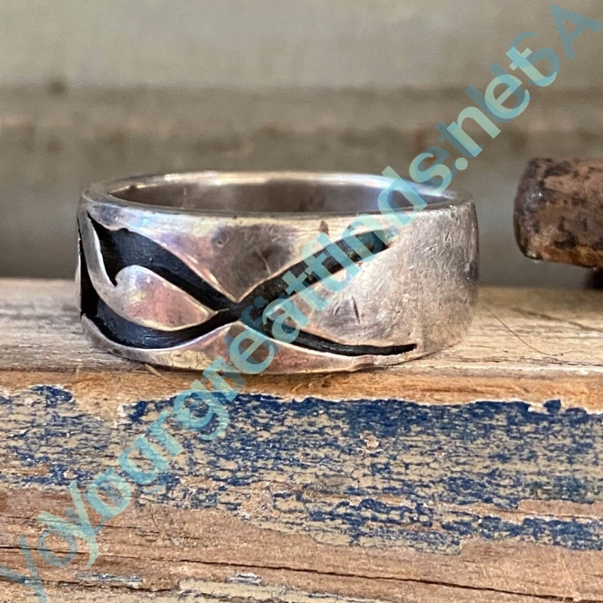 Solid Sterling Silver Band Ring with Overlay Size 12 Yourgreatfinds