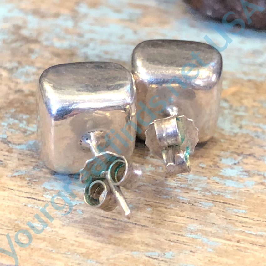 Solid Sterling Silver Cube Pierced Post Earrings