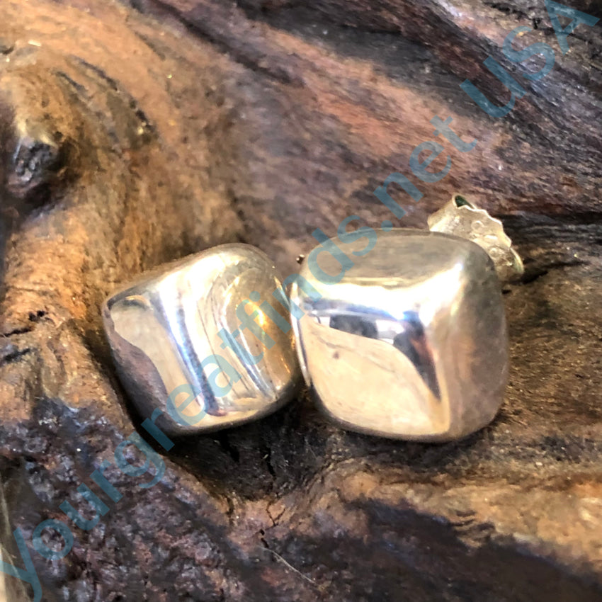 Solid Sterling Silver Cube Pierced Post Earrings