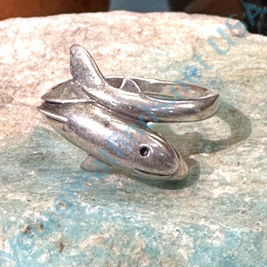 Solid Sterling Silver Dolphin Ring Size 8.5