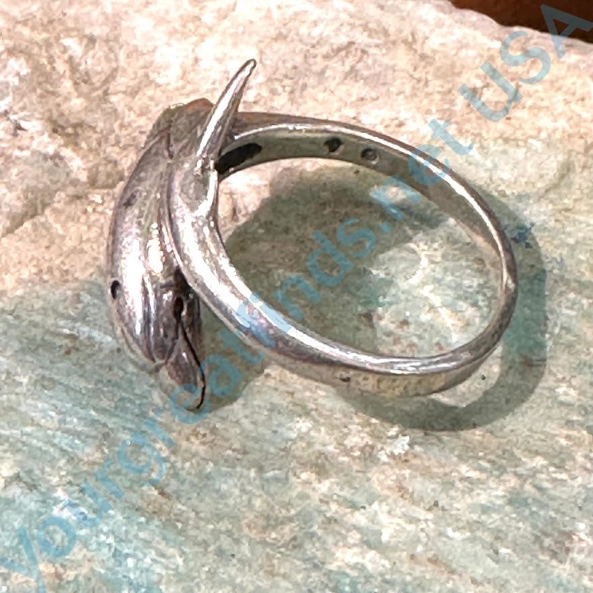 Outlets Vintage Sterling Silver 3D Textured Dolphin Bypass Ring - Sz 6.50 - 3.36 Grams - See Photos