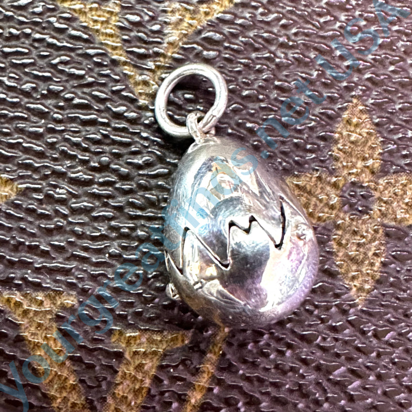 Solid Sterling Silver Hinged Bird In Egg Pendant Pendant