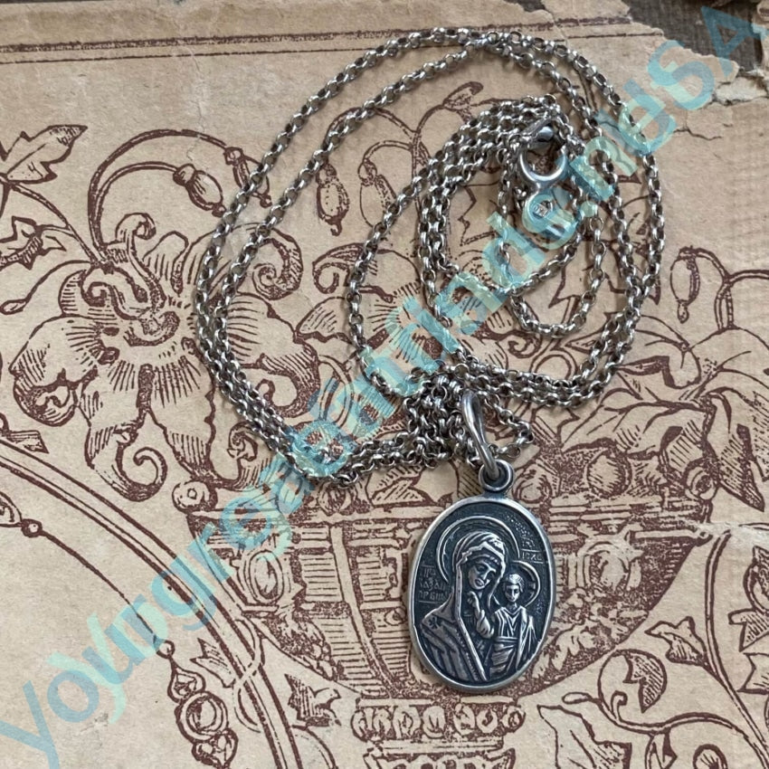 Solid Sterling Silver Mary and Christ Child Necklace Yourgreatfinds