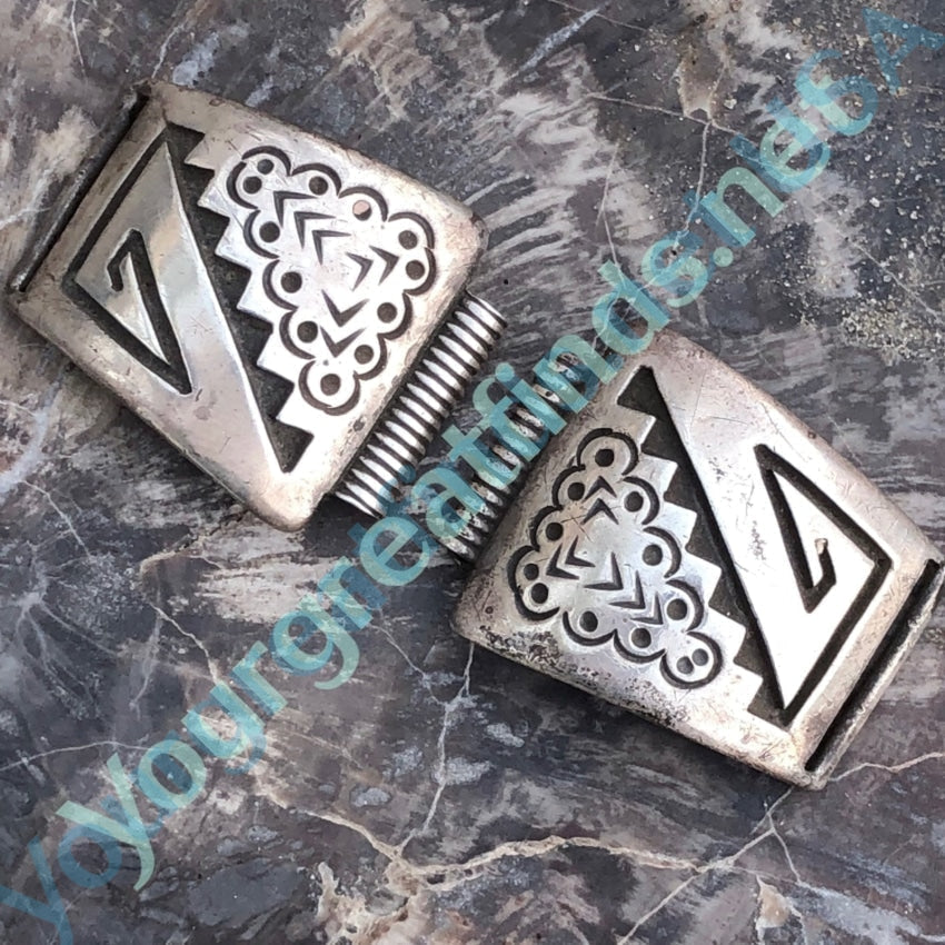 Solid Sterling Silver Overlay Watch Band Plates by Roy Vandever Navajo Yourgreatfinds