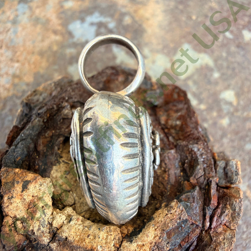 Solid Sterling Silver Puffy Heart Floral Pendant pendant