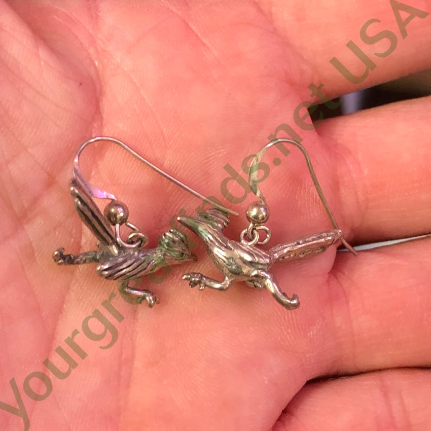 Solid Sterling Silver Roadrunner Pierced Earrings Earrings
