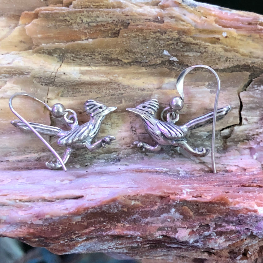 Solid Sterling Silver Roadrunner Pierced Earrings Earrings