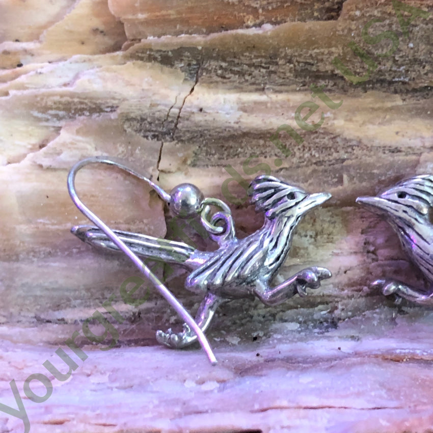 Solid Sterling Silver Roadrunner Pierced Earrings Earrings