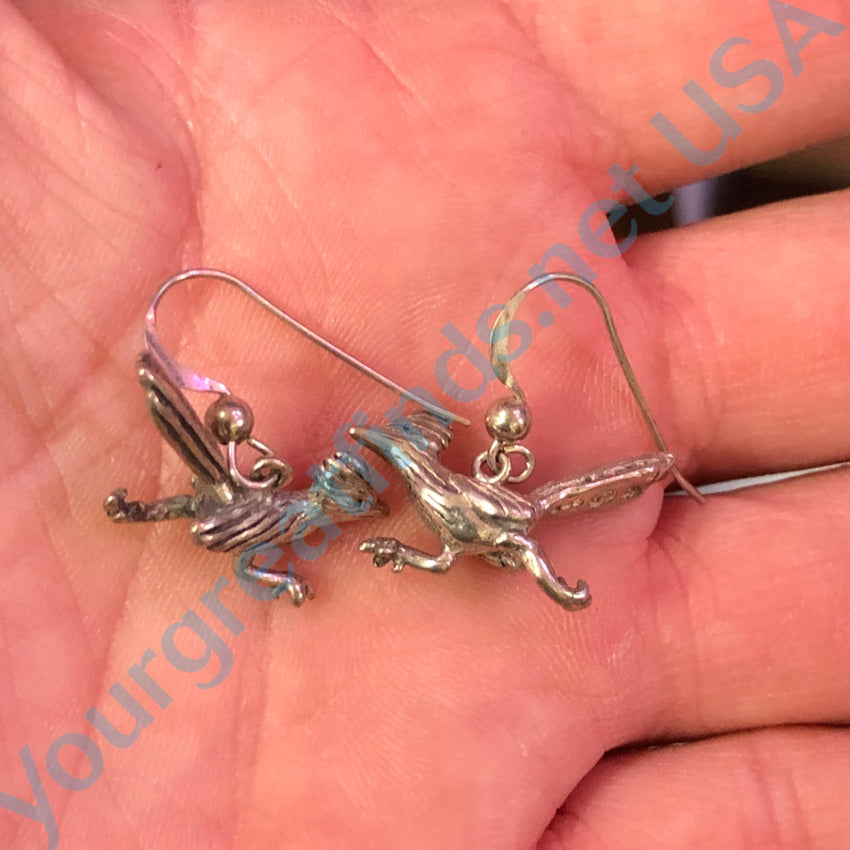 Solid Sterling Silver Roadrunner Pierced Earrings Earrings