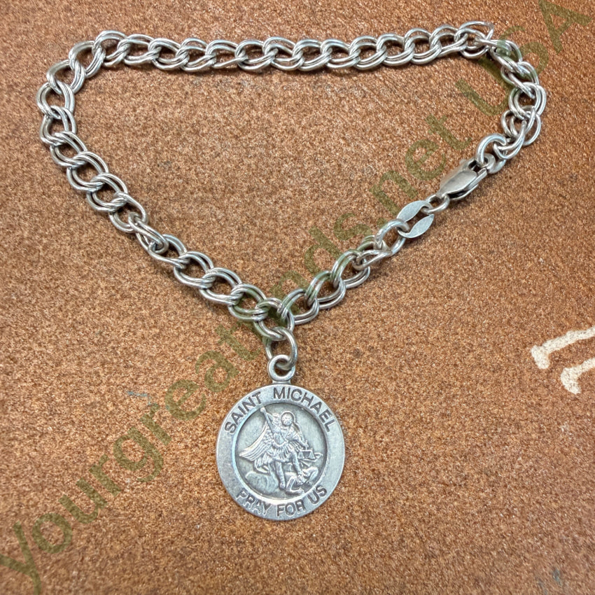 Solid Sterling Silver St. Micheal Archangel Charm Bracelet bracelet
