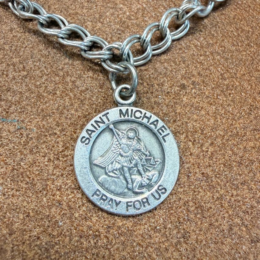 Solid Sterling Silver St. Micheal Archangel Charm Bracelet bracelet