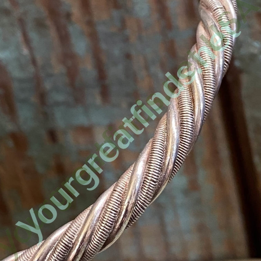 Solid Sterling Silver Twisted Wire Cuff Bracelet Handmade Vintage Yourgreatfinds