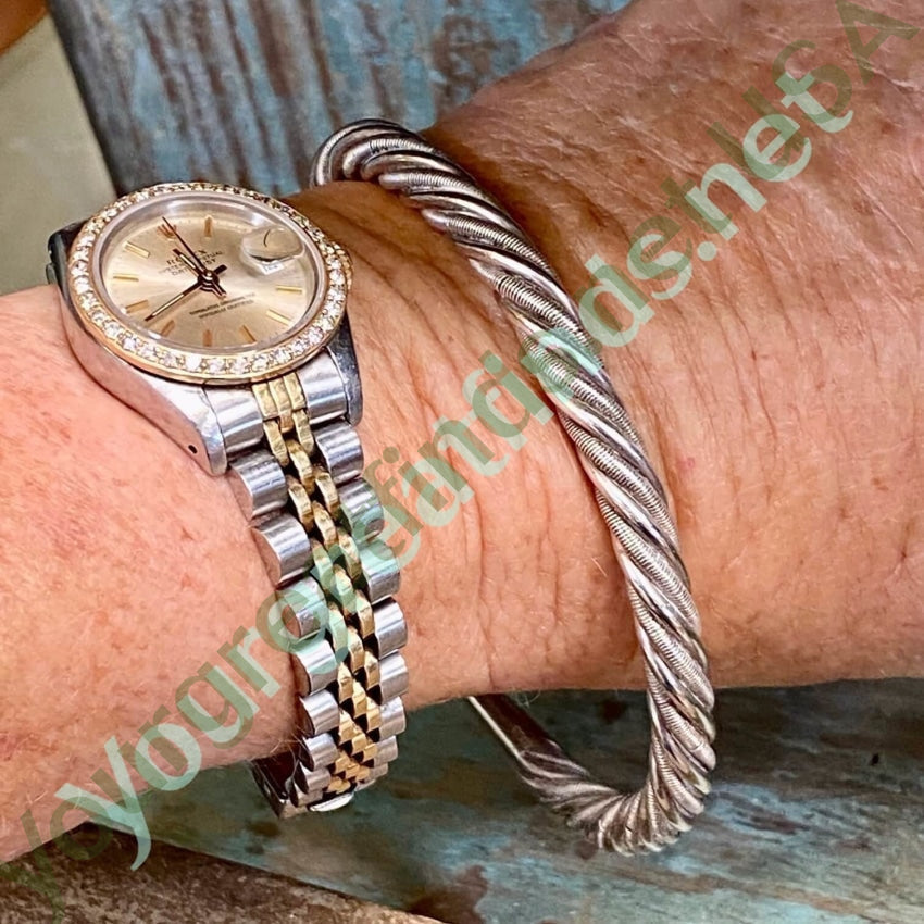 Solid Sterling Silver Twisted Wire Cuff Bracelet Handmade Vintage Yourgreatfinds