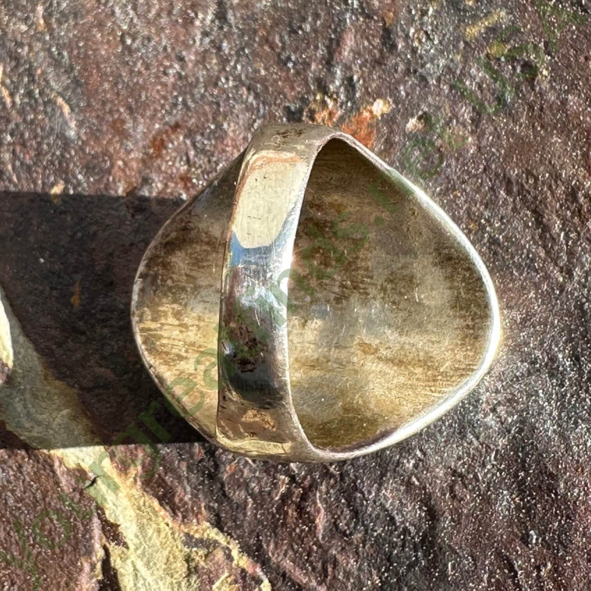Solid Sterling Silver Zuni Signet Ring Inlay Turquoise Size 10