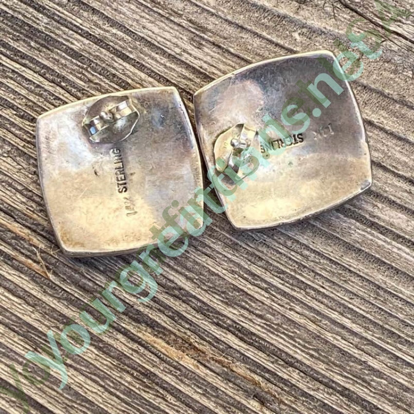 Southwestern 14k Yellow Gold and Sterling Silver Earrings Yourgreatfinds