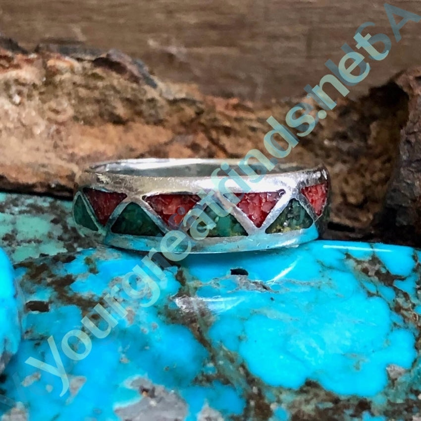 Southwestern Band Ring with Chip Mosaic Size 9 Yourgreatfinds