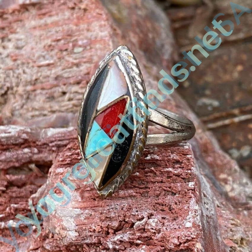 Southwestern Channel Inlay Ring in Sterling Silver Size 7 Yourgreatfinds