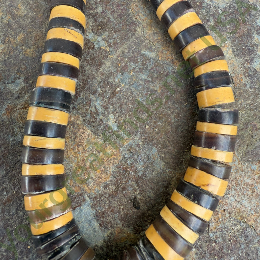 Southwestern Heishi Bead Necklace Channel Inlay Pendant Necklace