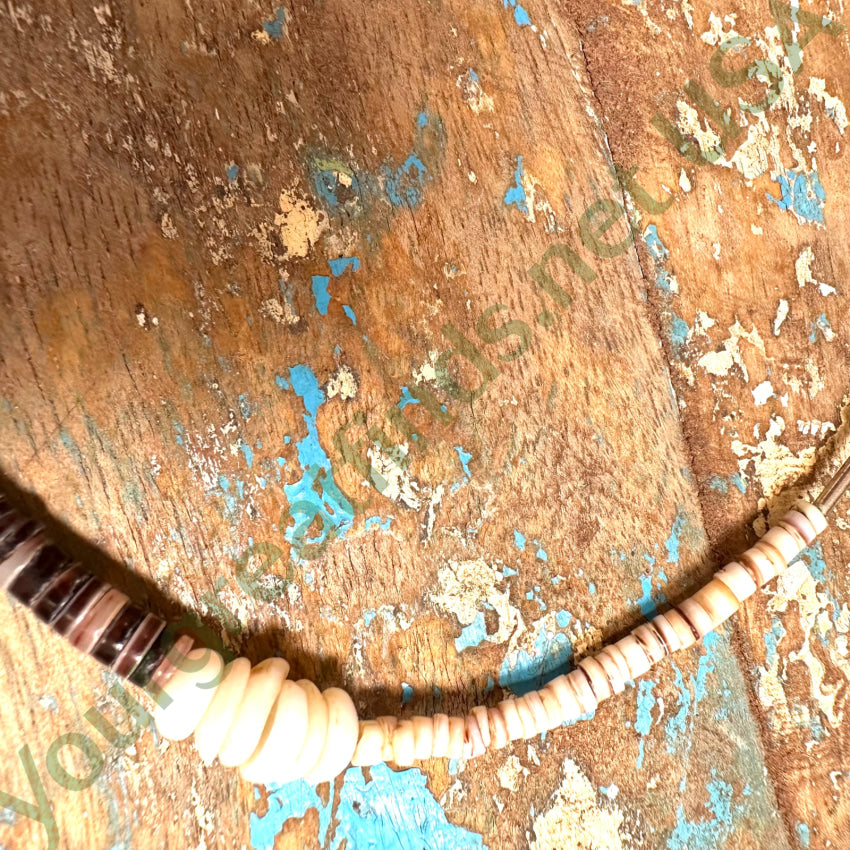 Southwestern Heishi Puka Shell Choker Necklace Vintage 1970S