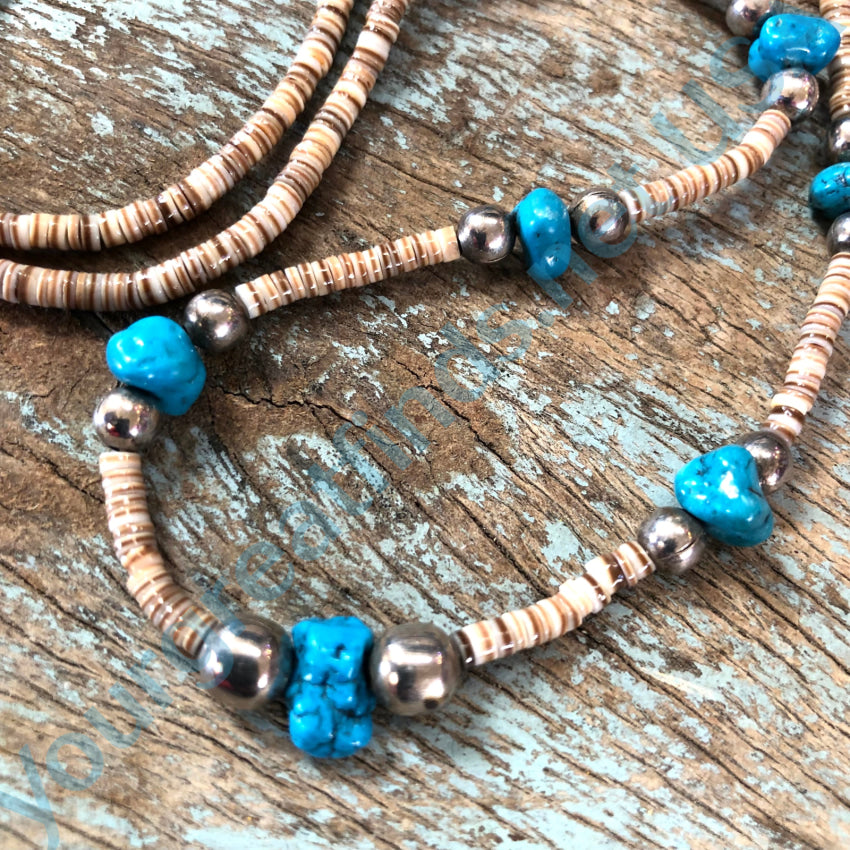 Southwestern Heishi & Turquoise Beaded Necklace Necklace