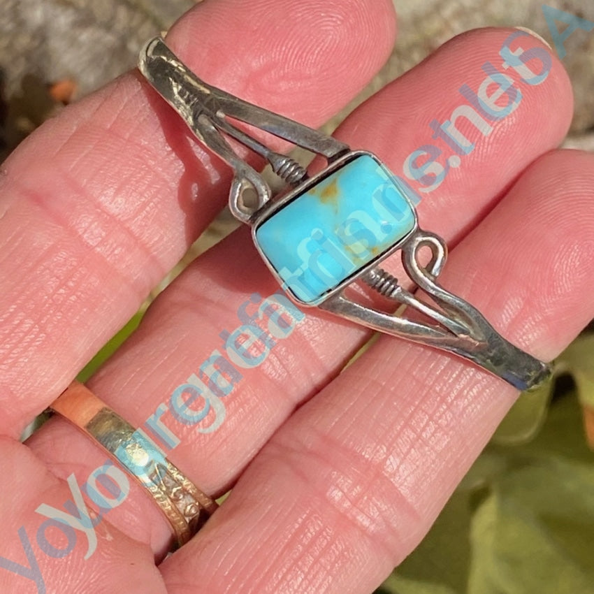 Southwestern Sterling Silver Cuff Bracelet with Rectangular Turquoise Stone Yourgreatfinds