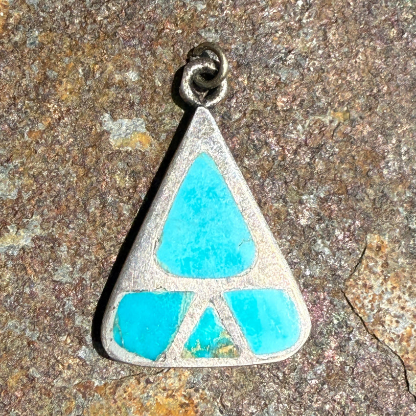 Southwestern Sterling Silver & Inlay Turquoise Inlay Pendant pendant