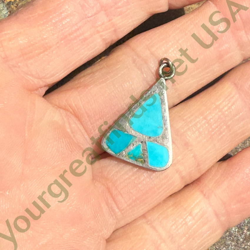 Southwestern Sterling Silver & Inlay Turquoise Inlay Pendant pendant