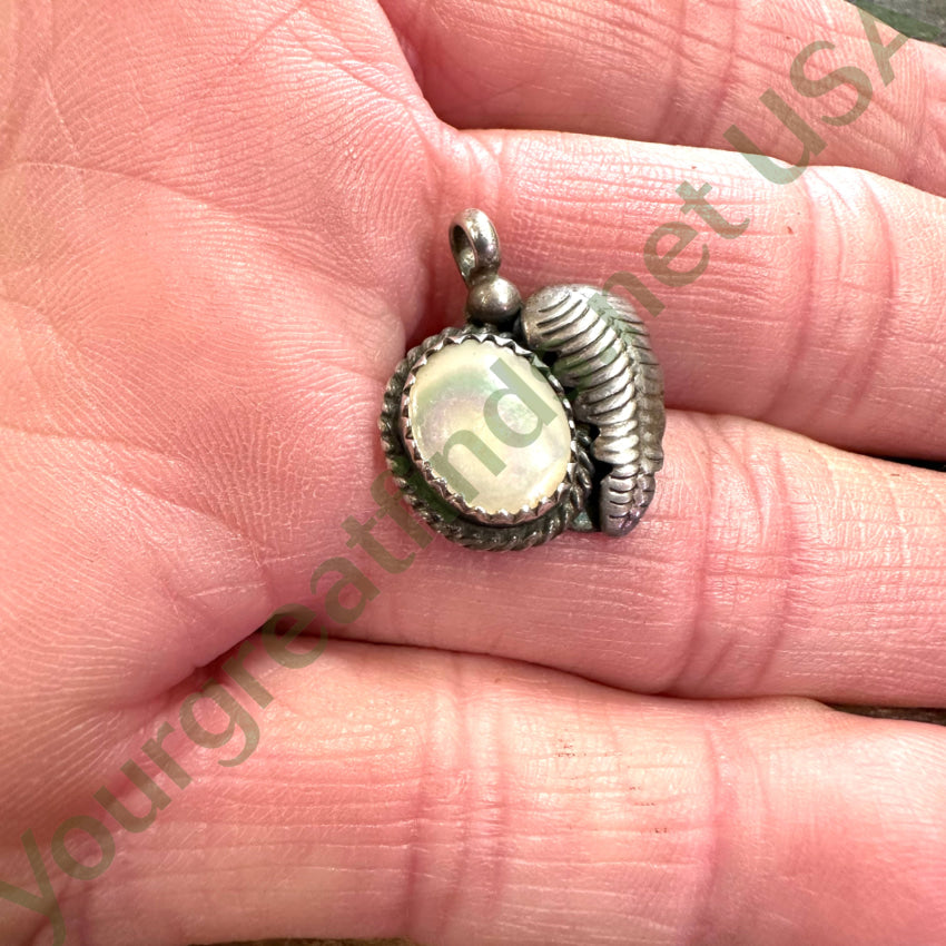 Southwestern Sterling Silver Mother-Of-Pearl One Feather Pendant