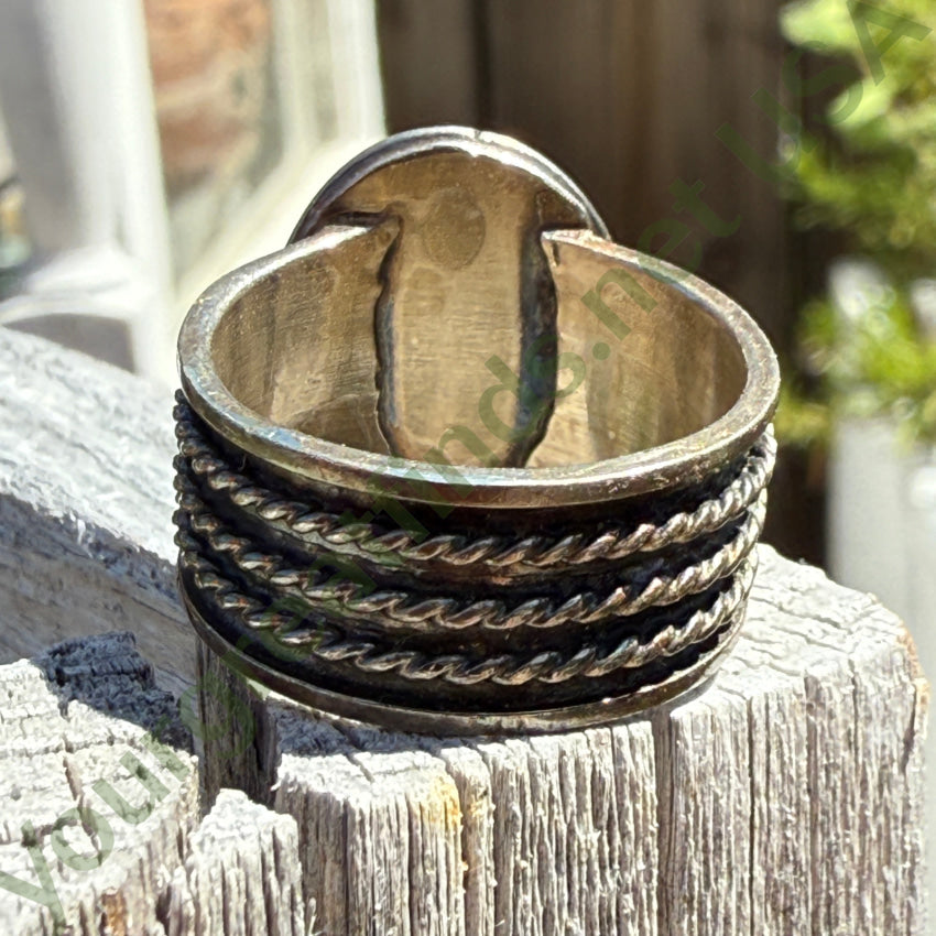 Southwestern Sterling Silver Opal & Green Turquoise Ring Size 9 ring