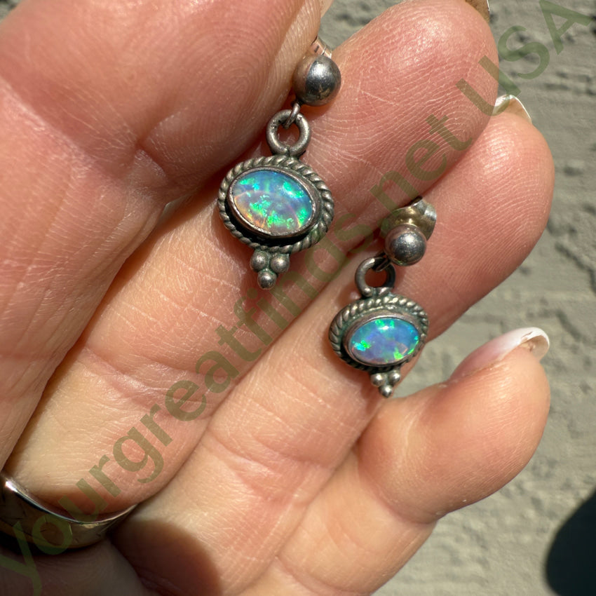 Southwestern Sterling Silver & Opal Pierced Post Earrings Earrings