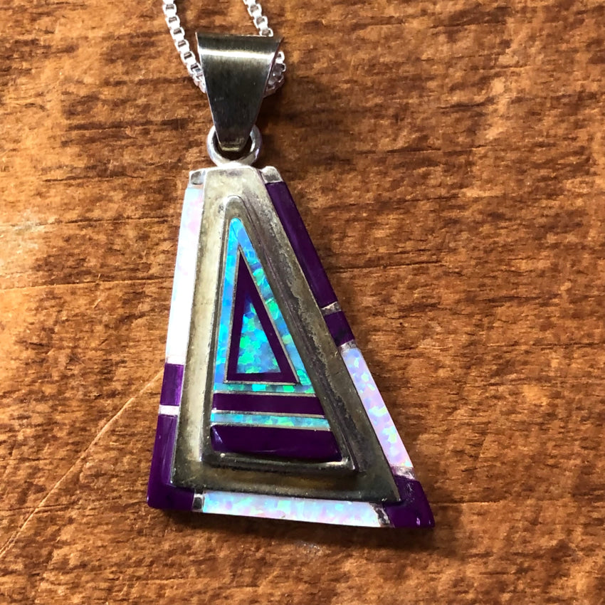 Southwestern Sterling Silver Pendant & Chain Necklace Sugilite Opal Necklace