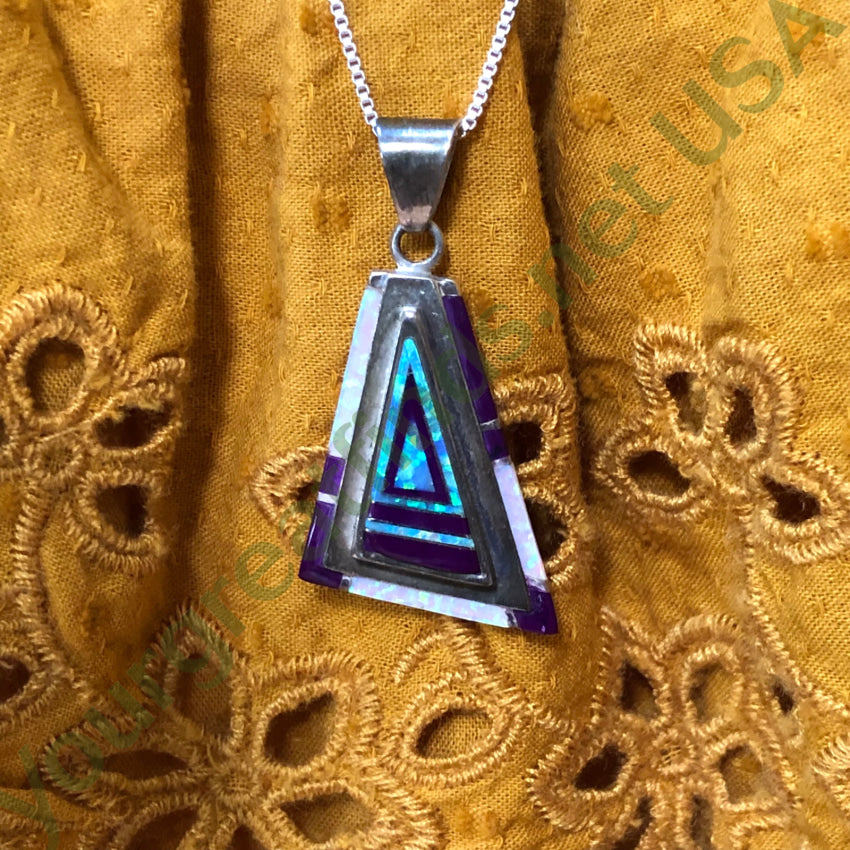 Southwestern Sterling Silver Pendant & Chain Necklace Sugilite Opal Necklace
