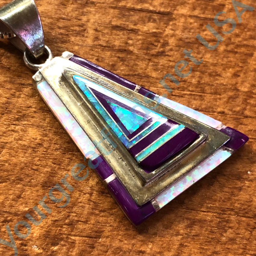 Southwestern Sterling Silver Pendant & Chain Necklace Sugilite Opal Necklace