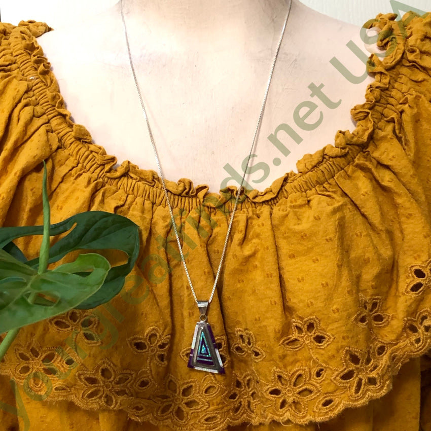 Southwestern Sterling Silver Pendant & Chain Necklace Sugilite Opal Necklace