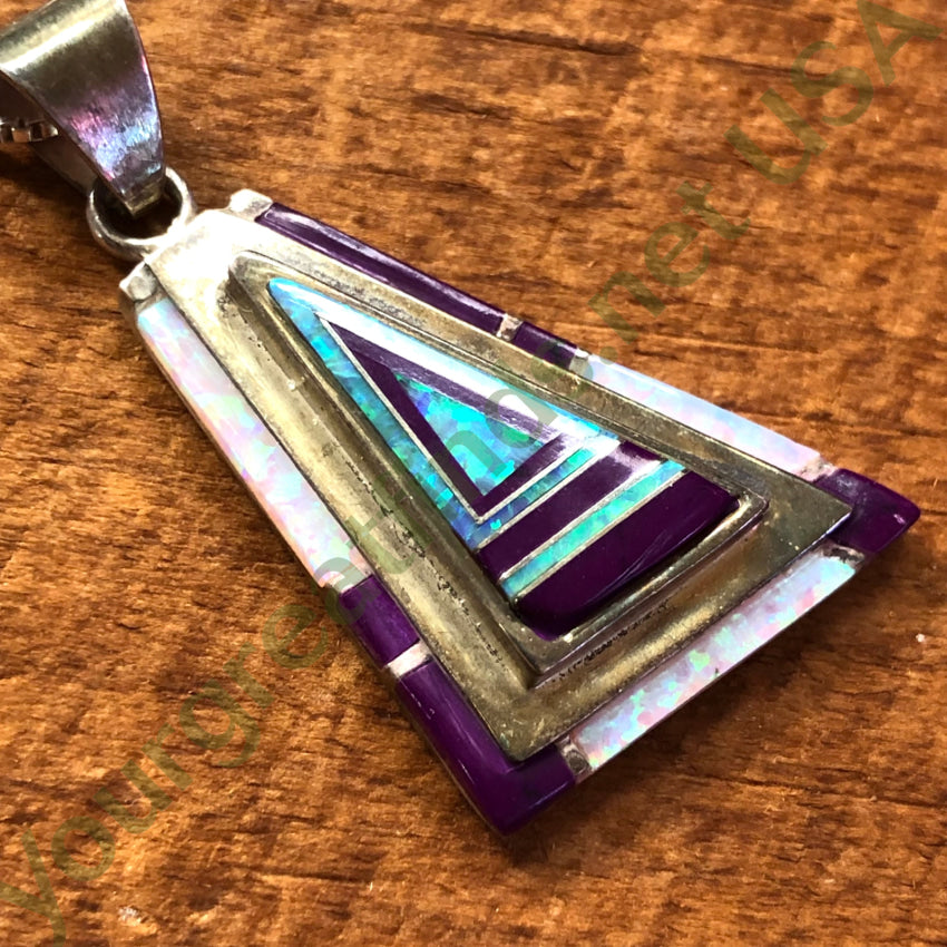 Southwestern Sterling Silver Pendant & Chain Necklace Sugilite Opal Necklace